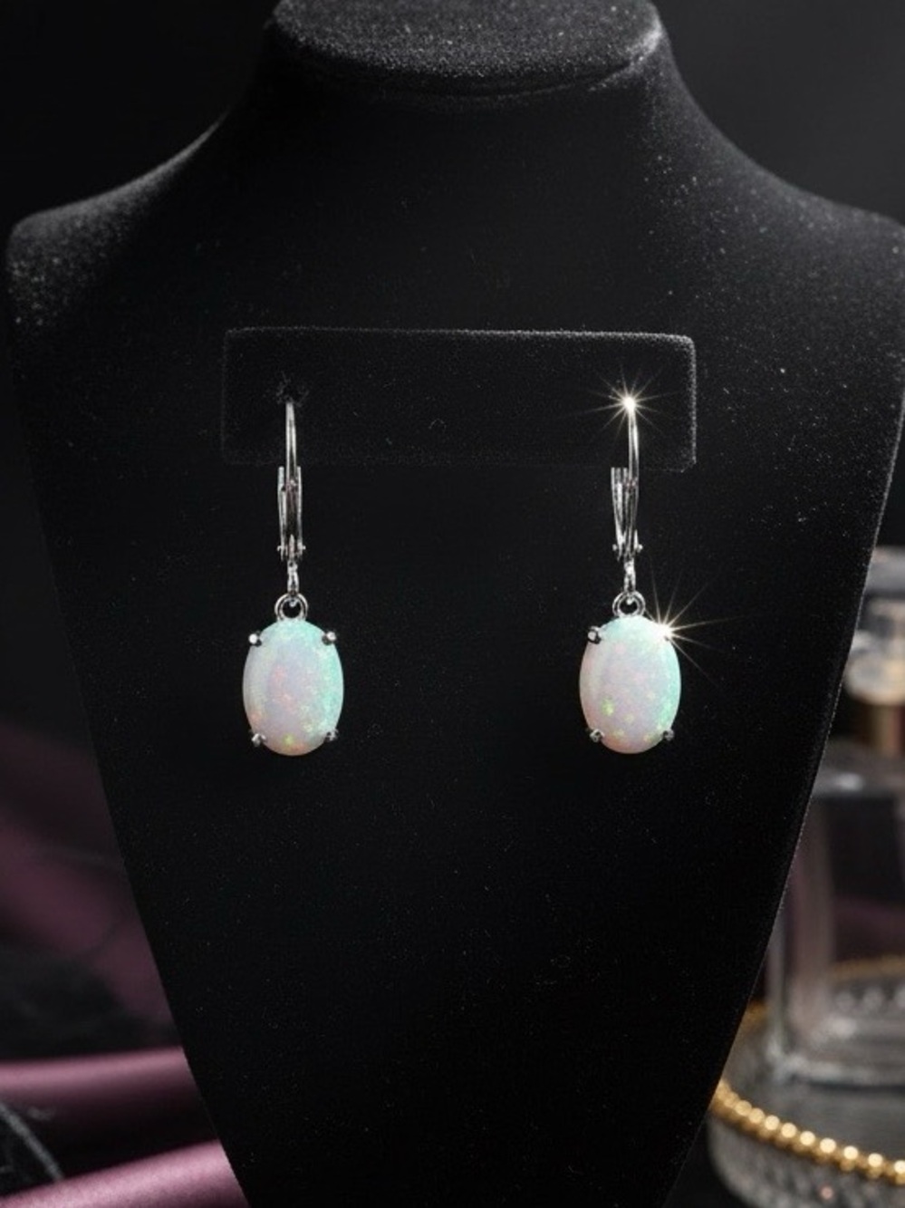 Boho Glam Opal Dangle Earrings Dreamy Holographic Ethereal Fairy Celestial Royal